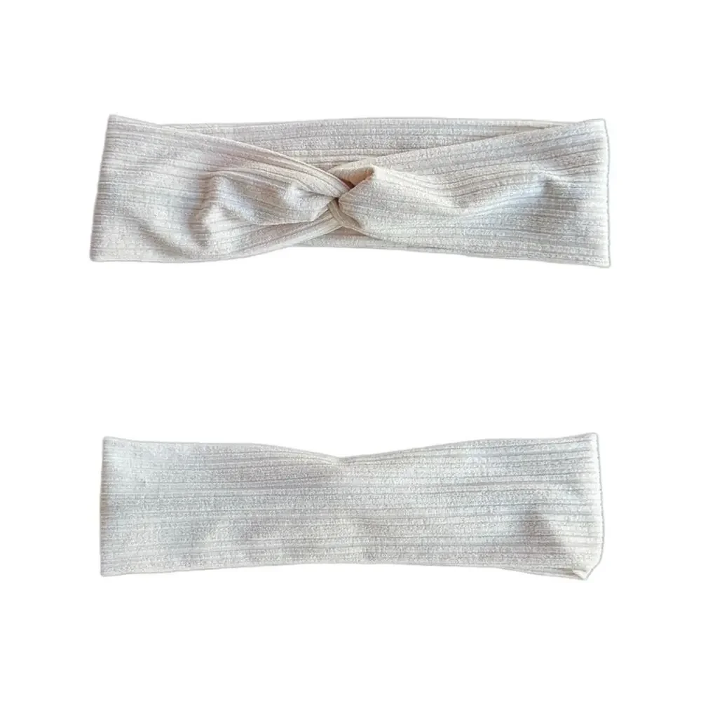 Handmade headband wist cream rib